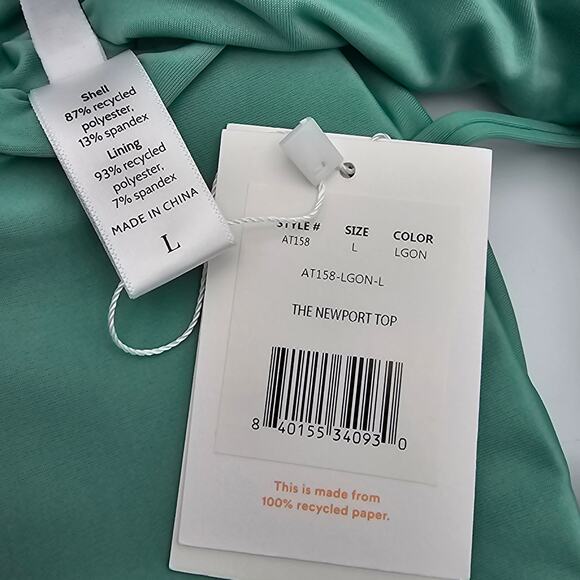 Andie Swim Womans size L The Newport Bikini Top in Lagoon Green Bandeaux NEW - Picture 6 of 7
